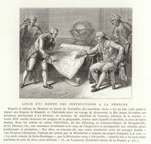 Louis XVI av Frankrike ga sine instruksjoner til Comte de Laperouse, 1785